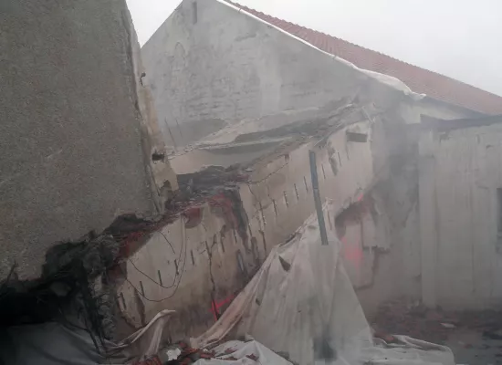 Bodenplatte nach der Sprengung