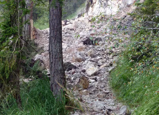 Sprengergebnis Sprengstelle im Steilhang